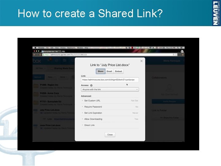 How to create a Shared Link? 