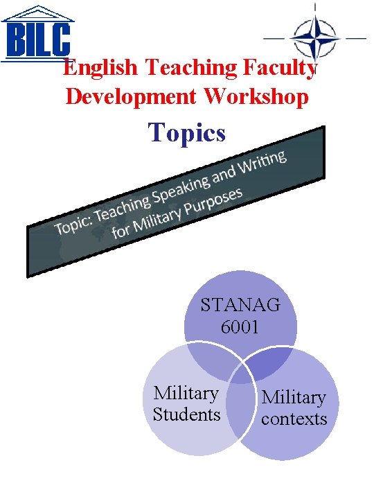 English Teaching Faculty Development Workshop Topics STANAG 6001 Military Students Military contexts 