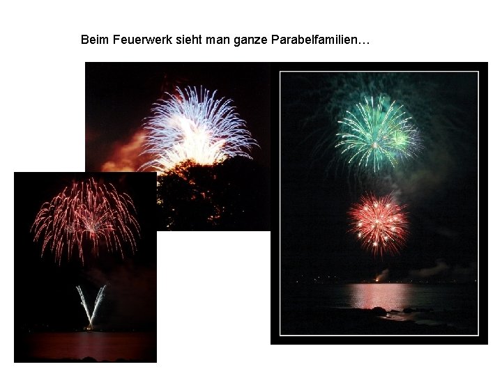 Beim Feuerwerk sieht man ganze Parabelfamilien… 