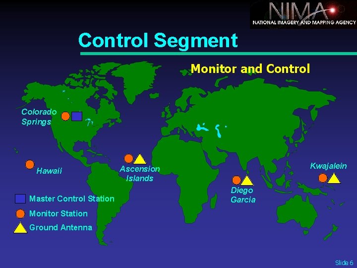 Control Segment Monitor and Control Colorado Springs Hawaii Master Control Station Kwajalein Ascension Islands