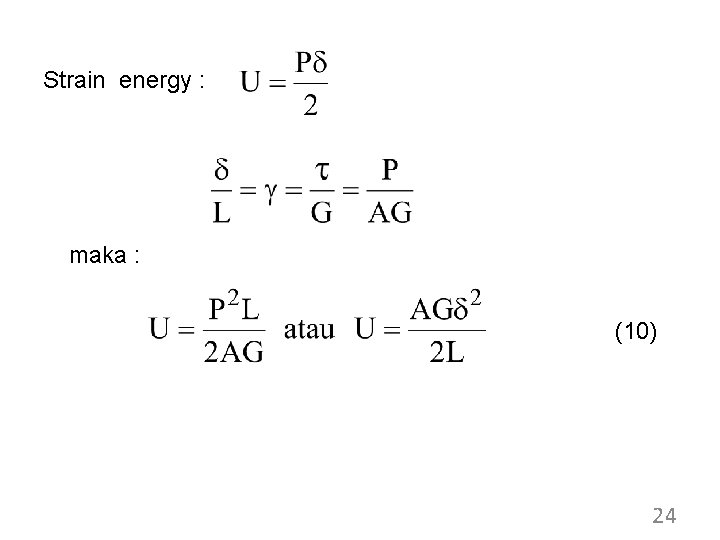 Strain energy : maka : (10) 24 