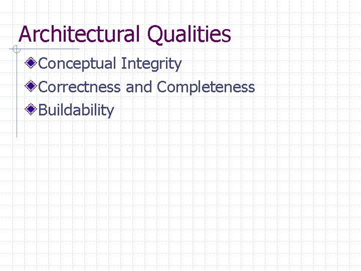 Architectural Qualities Conceptual Integrity Correctness and Completeness Buildability 