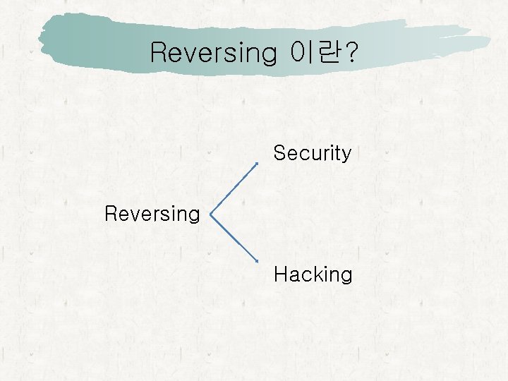 Reversing 이란? Security Reversing Hacking 