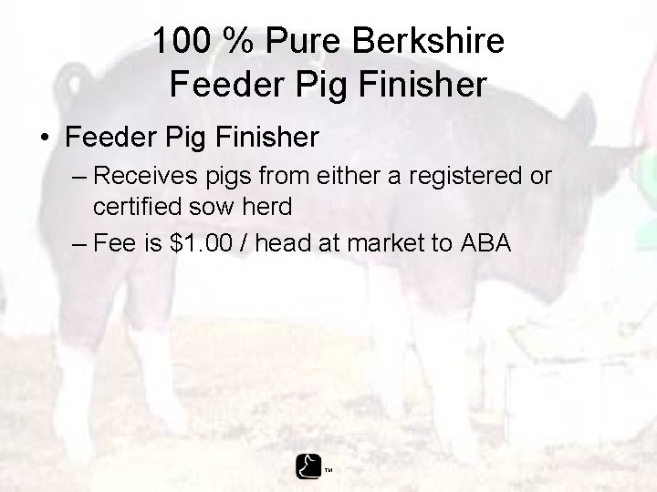 100 % Pure Berkshire Feeder Pig Finisher • Feeder Pig Finisher – Receives pigs