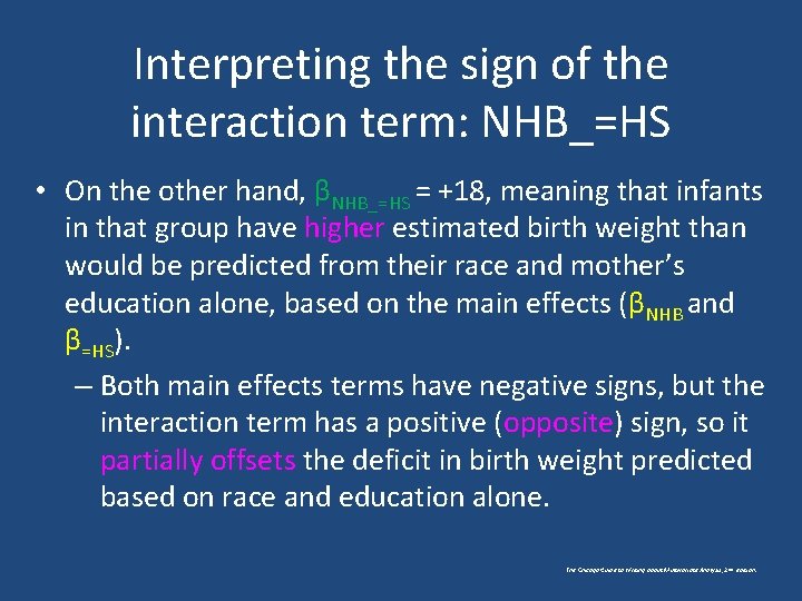 Interpreting the sign of the interaction term: NHB_=HS • On the other hand, βNHB_=HS
