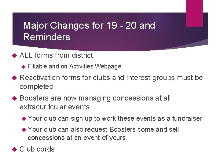 Major Changes for 19 - 20 and Reminders ALL forms from district Fillable and