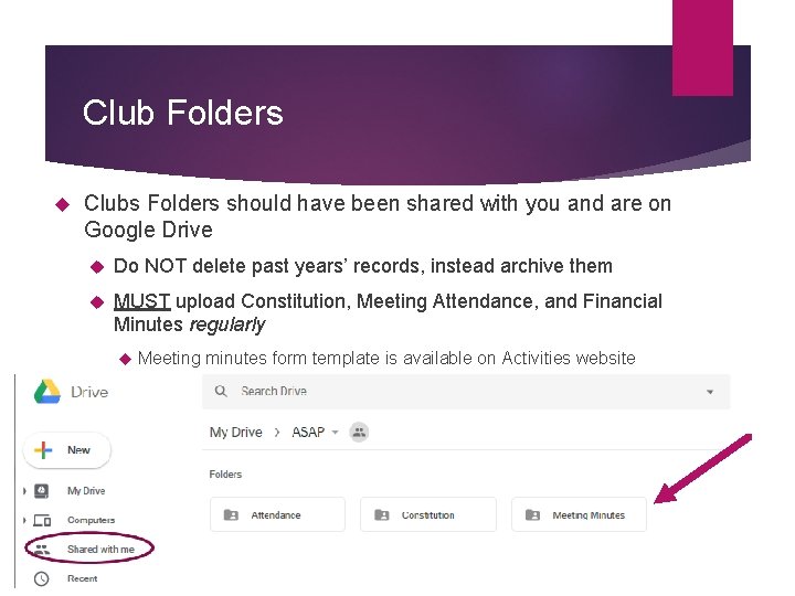 Club Folders Clubs Folders should have been shared with you and are on Google
