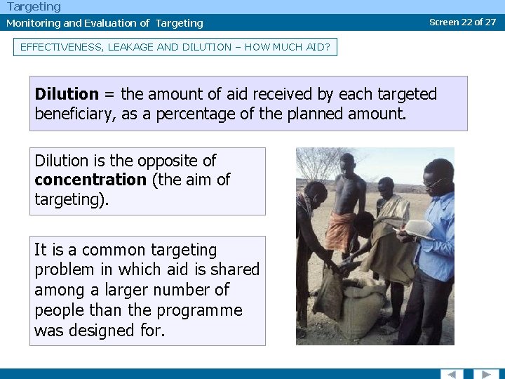 Targeting Monitoring and Evaluation of Targeting Screen 22 of 27 EFFECTIVENESS, LEAKAGE AND DILUTION