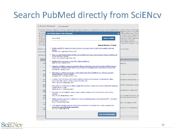 Search Pub. Med directly from Sci. ENcv 36 