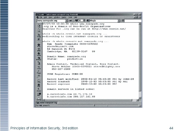 Principles of Information Security, 3 rd edition 44 