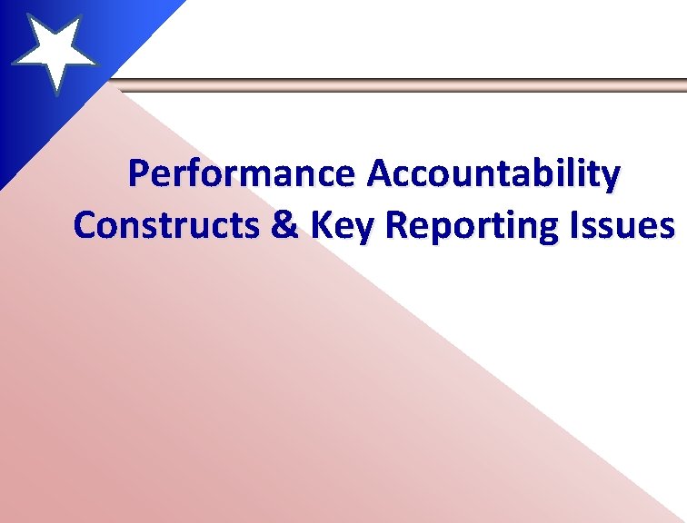 Performance Accountability Constructs & Key Reporting Issues 