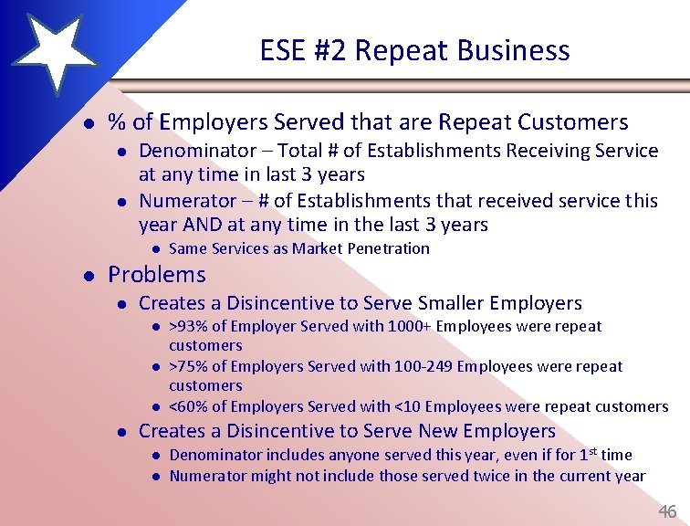 ESE #2 Repeat Business l % of Employers Served that are Repeat Customers l