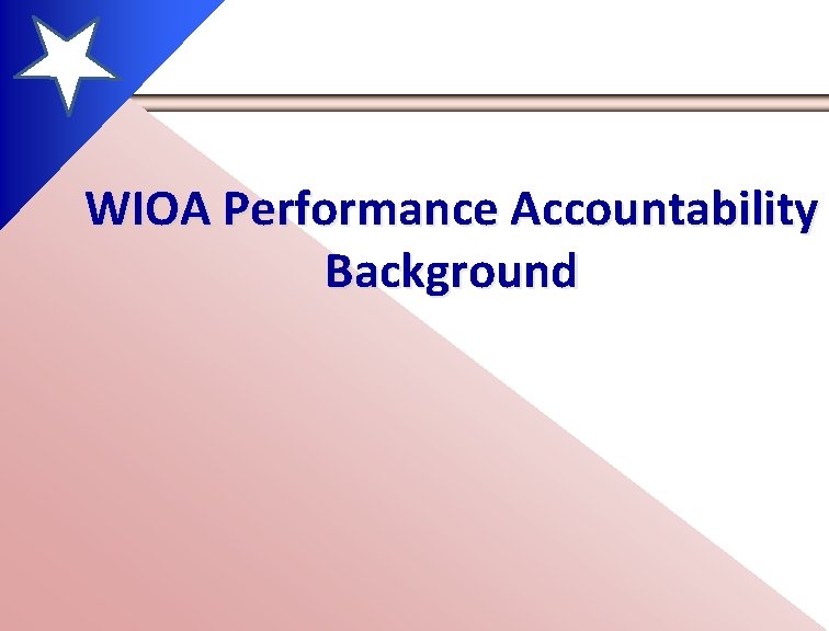 WIOA Performance Accountability Background 