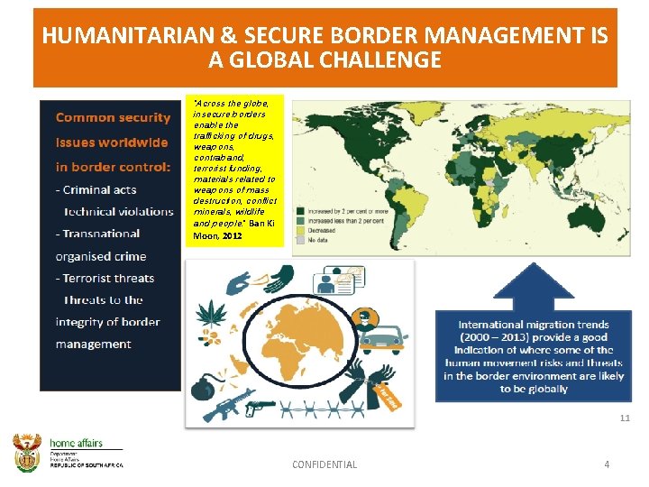 HUMANITARIAN & SECURE BORDER MANAGEMENT IS A GLOBAL CHALLENGE “Across the globe, insecure borders