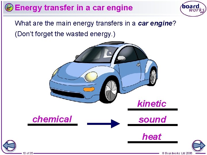Energy transfer in a car engine What are the main energy transfers in a