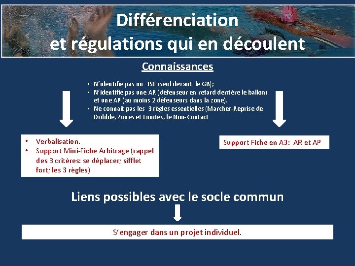 Différenciation et régulations qui en découlent Connaissances • N’identifie pas un TSF (seul devant