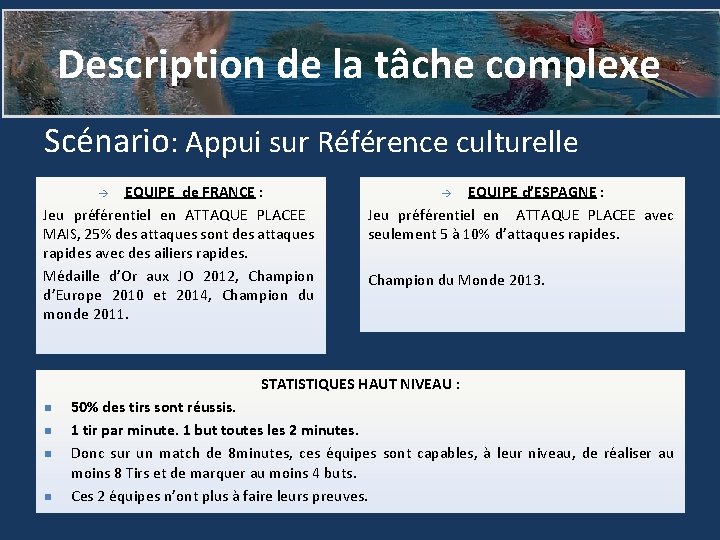 Description de la tâche complexe Scénario: Appui sur Référence culturelle EQUIPE de FRANCE :