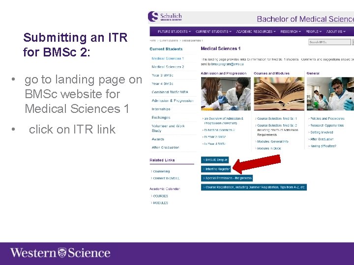 Submitting an ITR for BMSc 2: • go to landing page on BMSc website