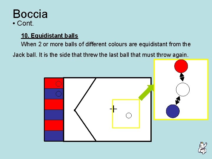 Boccia • Cont. 10. Equidistant balls When 2 or more balls of different colours