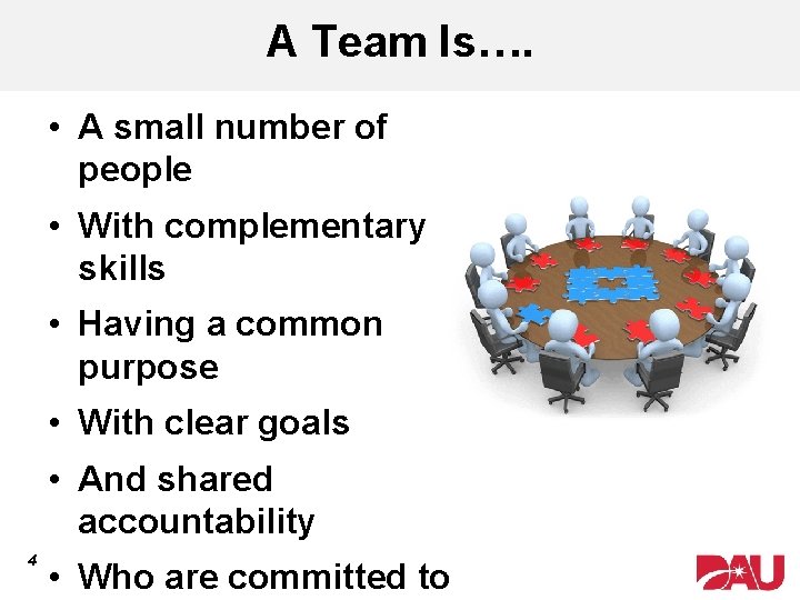 A Team Is…. • A small number of people • With complementary skills •