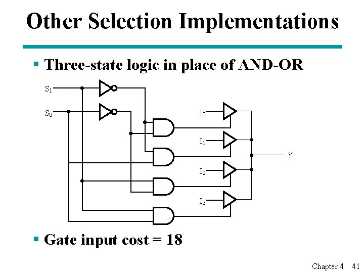 Other Selection Implementations § Three-state logic in place of AND-OR S 1 S 0