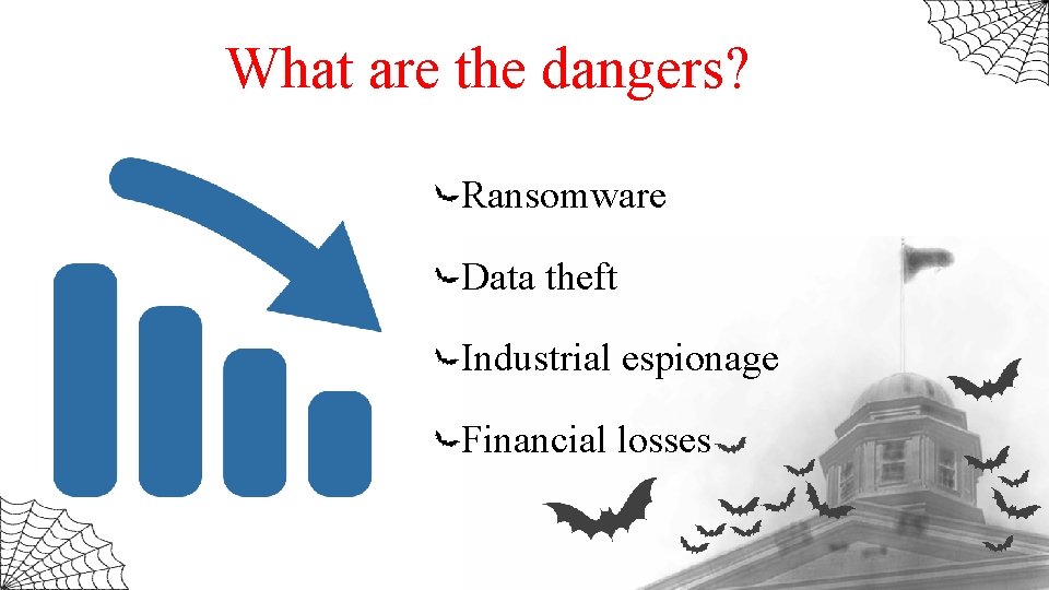 What are the dangers? Ransomware Data theft Industrial espionage Financial losses 