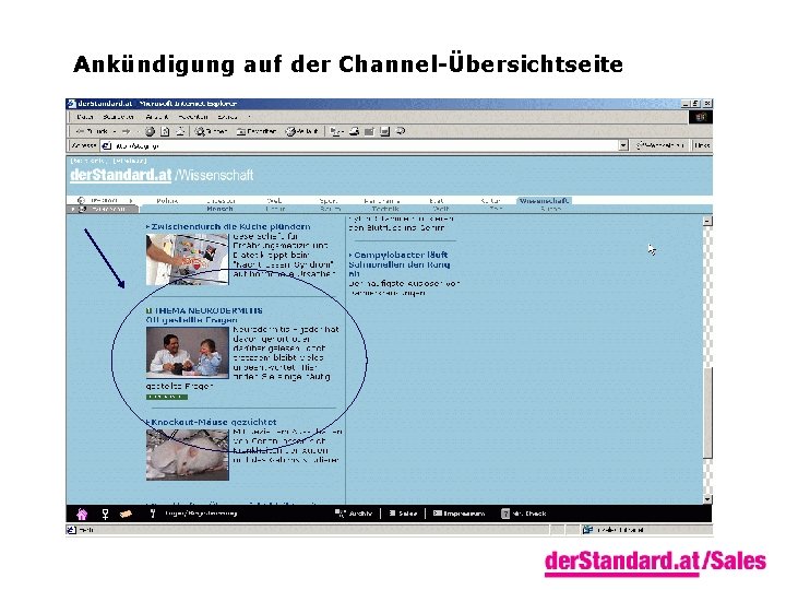 Ankündigung auf der Channel-Übersichtseite 