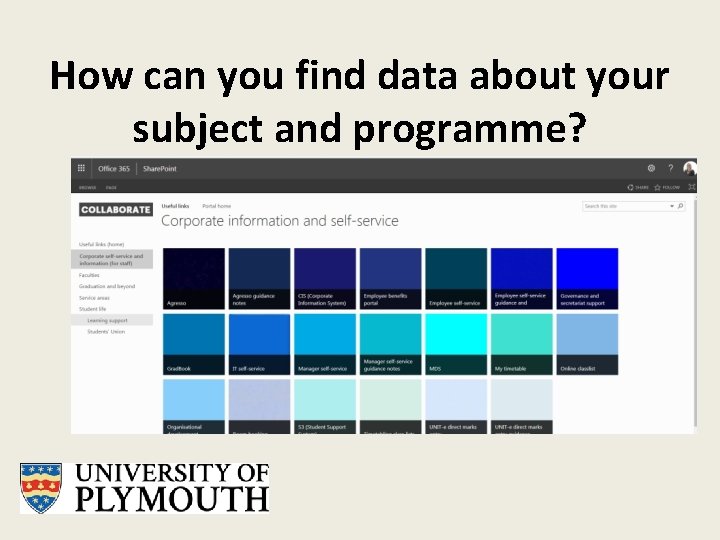 How can you find data about your subject and programme? 