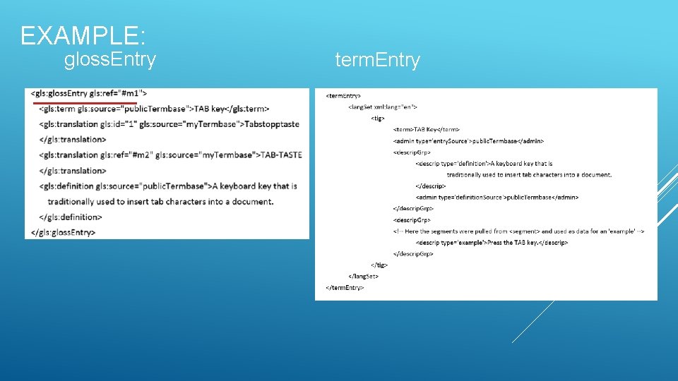 EXAMPLE: gloss. Entry term. Entry 