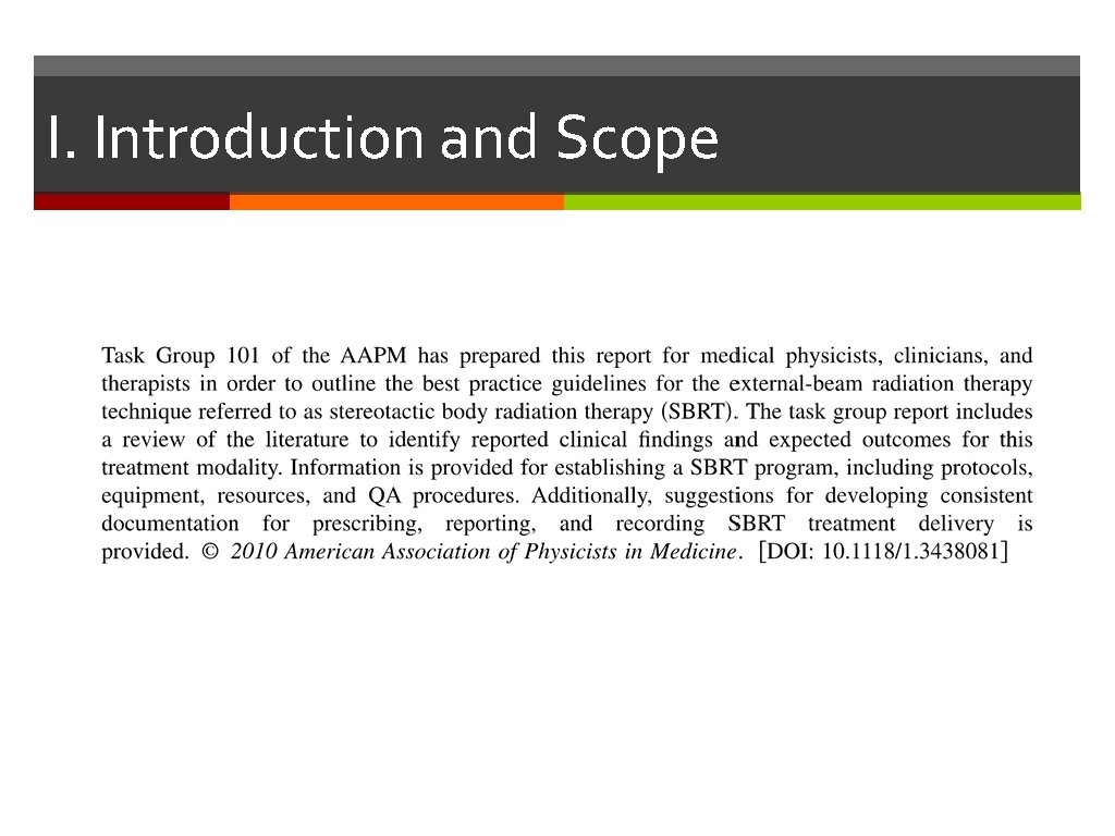I. Introduction and Scope 