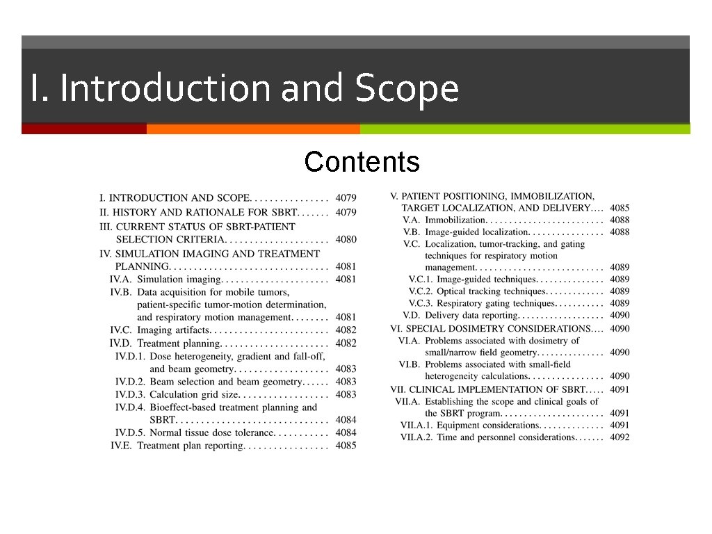 I. Introduction and Scope Contents 