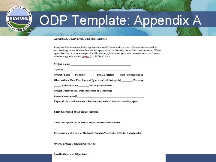 ODP Template: Appendix A 