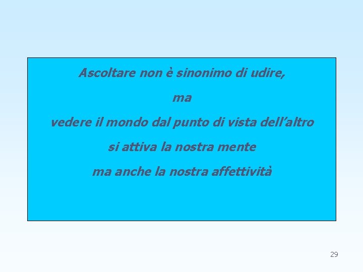 Ascoltare non è sinonimo di udire, ma vedere il mondo dal punto di vista