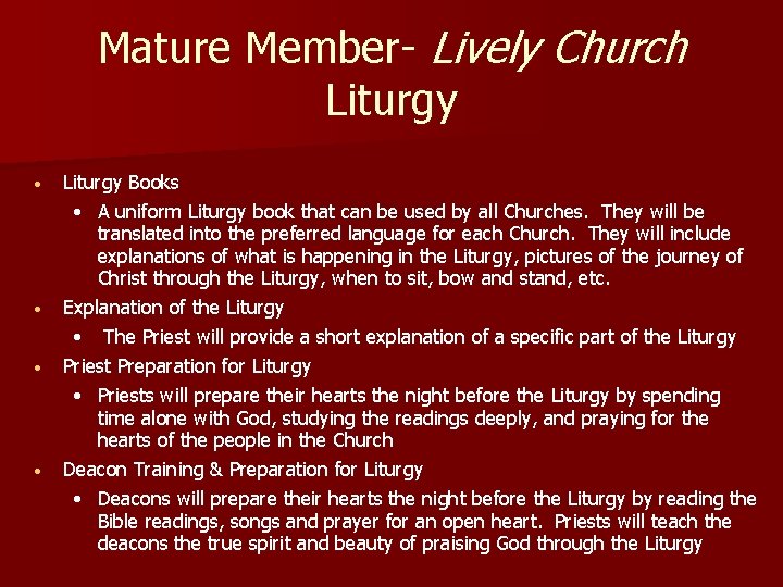 Mature Member- Lively Church Liturgy • • Liturgy Books • A uniform Liturgy book