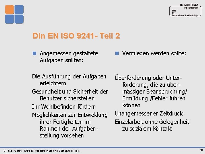 Din EN ISO 9241 Teil 2 n Angemessen gestaltete Aufgaben sollten: n Vermieden werden