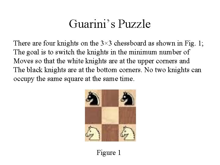 Guarini’s Puzzle There are four knights on the 3× 3 chessboard as shown in