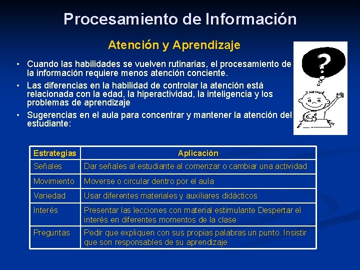 Procesamiento de Información Atención y Aprendizaje • Cuando las habilidades se vuelven rutinarias, el