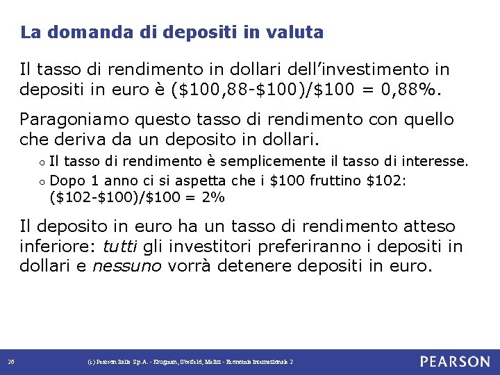 La domanda di depositi in valuta Il tasso di rendimento in dollari dell’investimento in