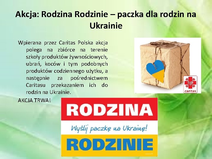 Akcja: Rodzina Rodzinie – paczka dla rodzin na Ukrainie Wpierana przez Caritas Polska akcja