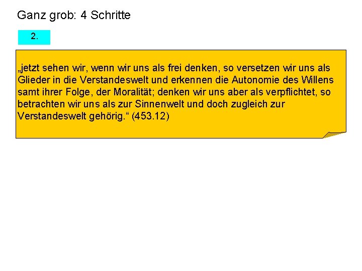 Ganz grob: 4 Schritte 2. „jetzt sehen wir, wenn wir uns als frei denken,