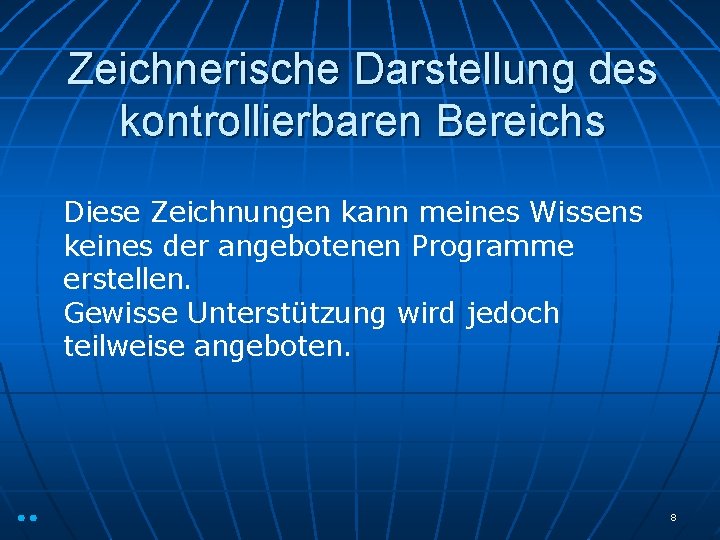 Zeichnerische Darstellung des kontrollierbaren Bereichs Diese Zeichnungen kann meines Wissens keines der angebotenen Programme