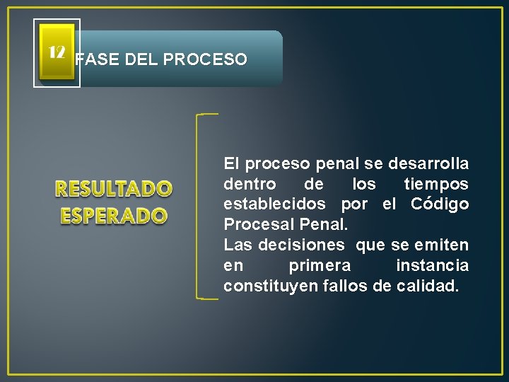 FASE DEL PROCESO El proceso penal se desarrolla dentro de los tiempos establecidos por