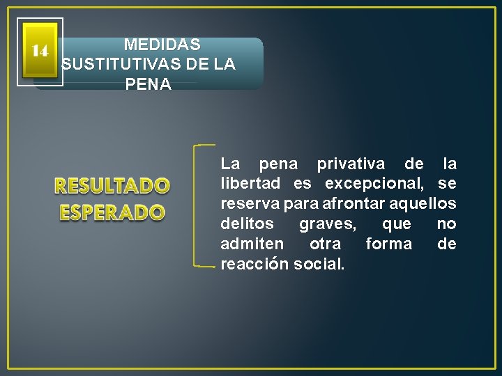  MEDIDAS SUSTITUTIVAS DE LA PENA La pena privativa de la libertad es excepcional,