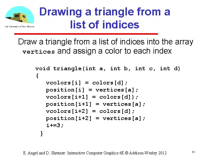 Drawing a triangle from a list of indices Draw a triangle from a list