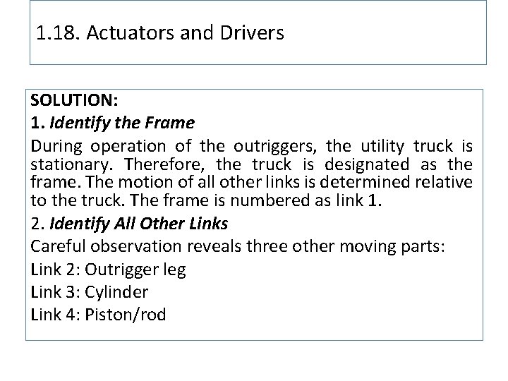 1. 18. Actuators and Drivers SOLUTION: 1. Identify the Frame During operation of the