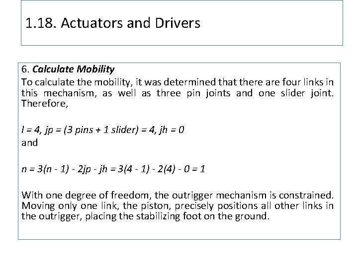 1. 18. Actuators and Drivers 6. Calculate Mobility To calculate the mobility, it was