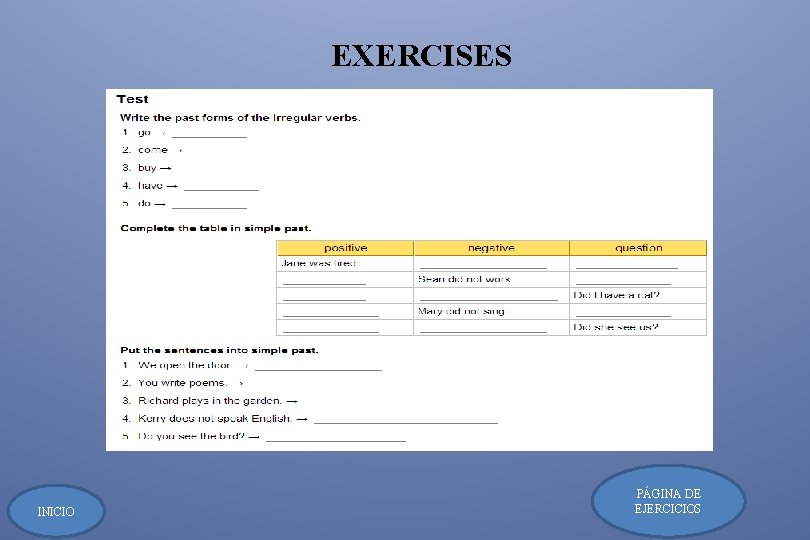 EXERCISES INICIO PÁGINA DE EJERCICIOS 