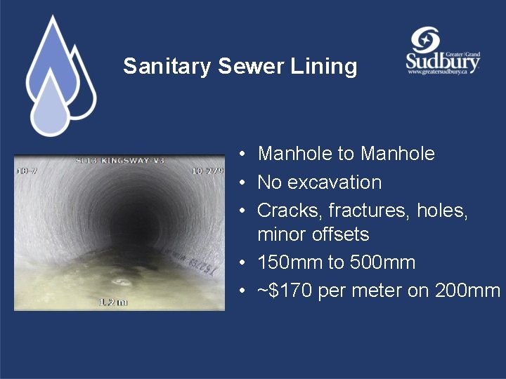 Sanitary Sewer Lining • Manhole to Manhole • No excavation • Cracks, fractures, holes,