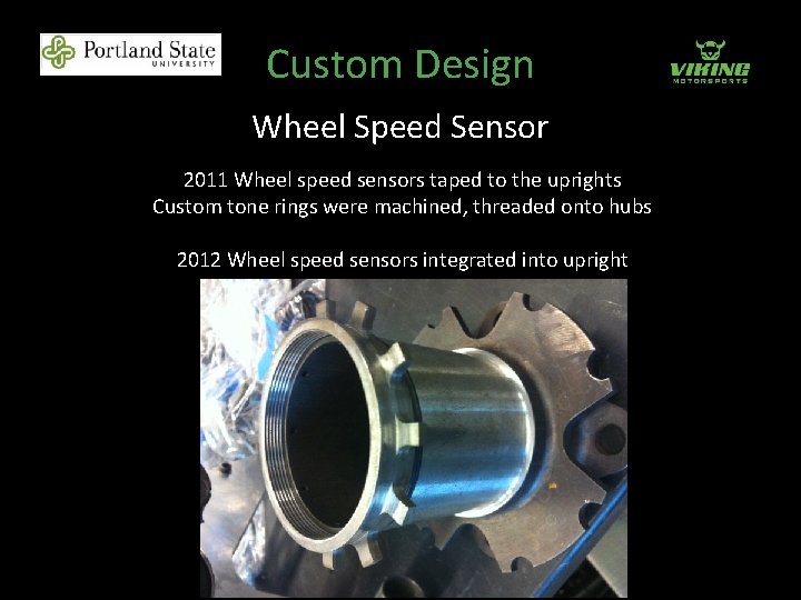 Custom Design Wheel Speed Sensor 2011 Wheel speed sensors taped to the uprights Custom