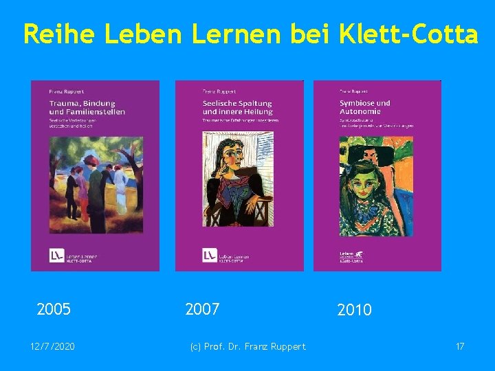 Reihe Leben Lernen bei Klett-Cotta 2005 12/7/2020 2007 (c) Prof. Dr. Franz Ruppert 2010